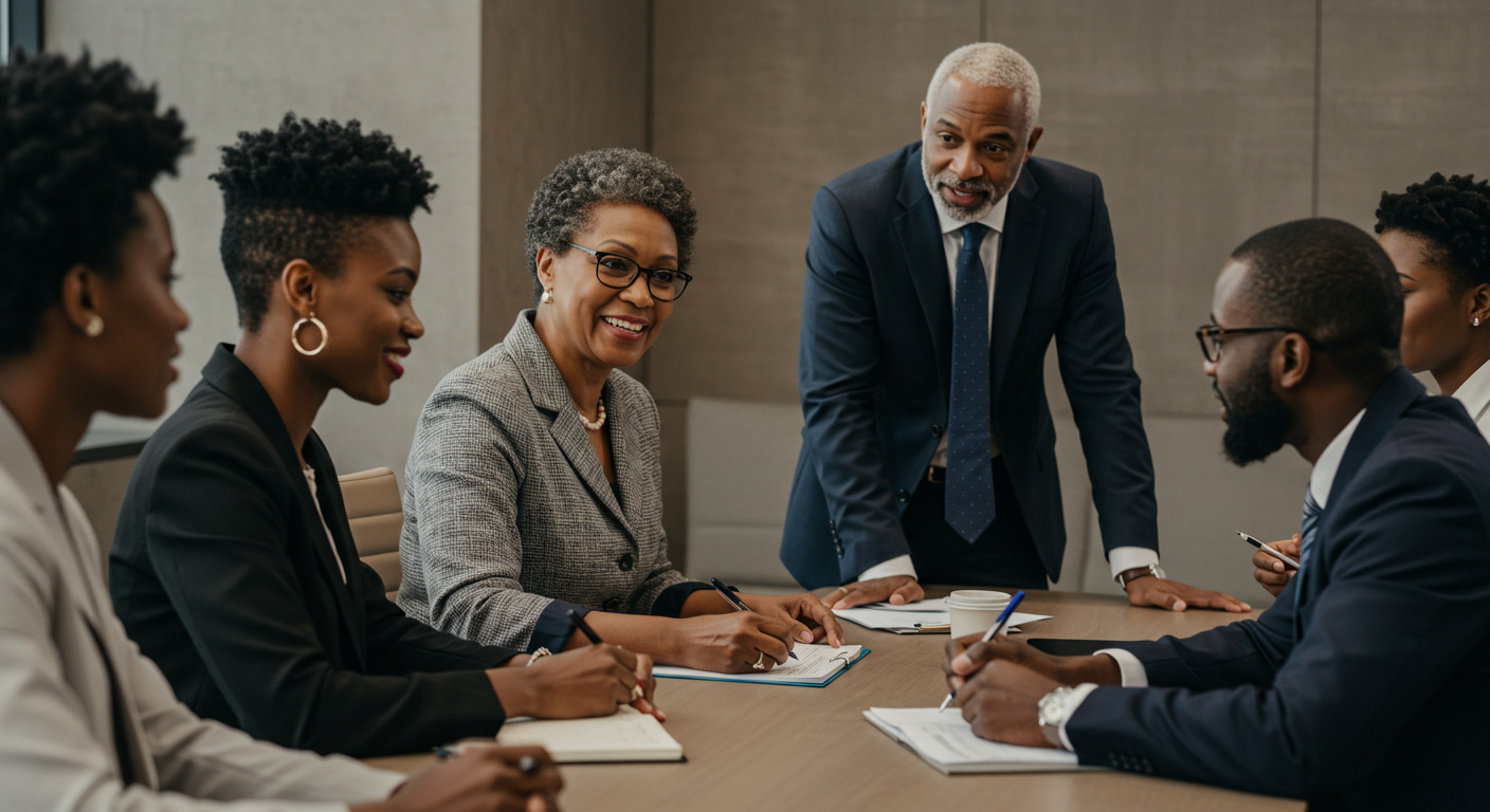 Employees in a meeting